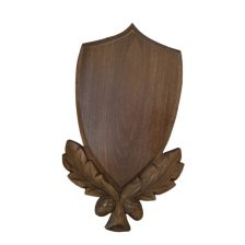   Panoplie sculptata, pentru trofeu caprior, lemn, maro inchis, 36x21 cm