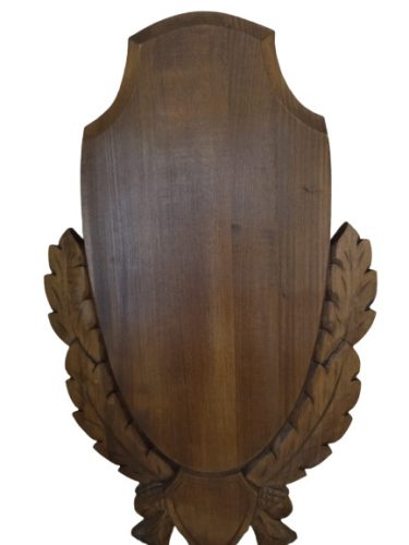 Panoplie sculptata, pentru trofeu cerb, lemn, maro inchis, 37x61.5 cm