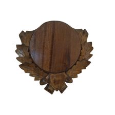   Panoplie sculptata, pentru trofeu mistret, lemn, maro inchis, 30x33 cm