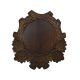 Panoplie sculptata, pentru trofeu mistret, lemn, maro inchis, 30.5x33 cm