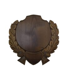   Panoplie sculptata, pentru trofeu mistret, lemn, maro inchis, 25x25 cm