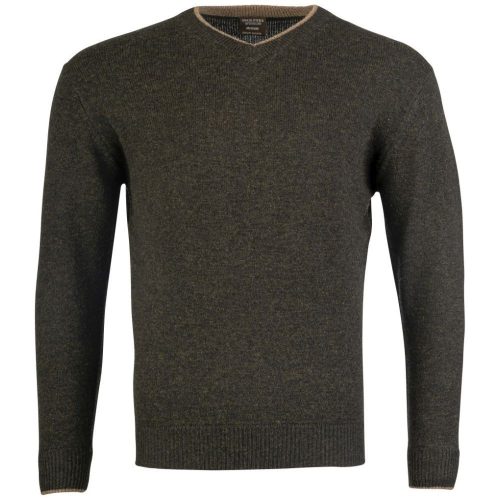 Jack Pyke Ashcombe Pulover 100% lână de miel cu decolteu  V, culoare oliv, mărimea S