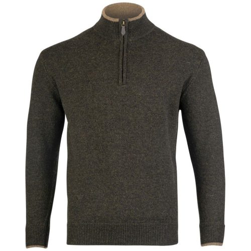 Jack Pyke Ashcombe Pulover 100% lână de miel cu fermoar, culoare oliv, mărimea L