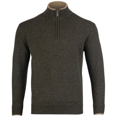 Jack Pyke Ashcombe Pulover 100% lână de miel cu fermoar, culoare oliv, mărimea S