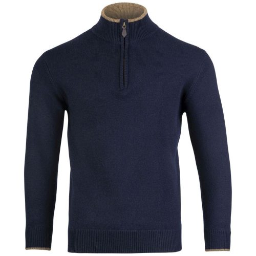 Jack Pyke Ashcombe Pulover 100% lână de miel cu fermoar, culoare bleumarin, mărimea L